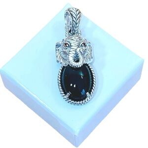 Pendant John Hardy Jai Sterling 14K Gold Elephant Garnet Eyes Enhancer Charm